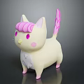 Cute Cream Colored Cat Toy With Pink Ears Tail And Big Pink Eyes