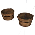 Old wooden basin, wooden barrel, old object 3d model