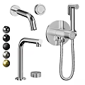 Modern Chrome Plated Faucet with Handheld Shower and Control Knob for Bathroom Use