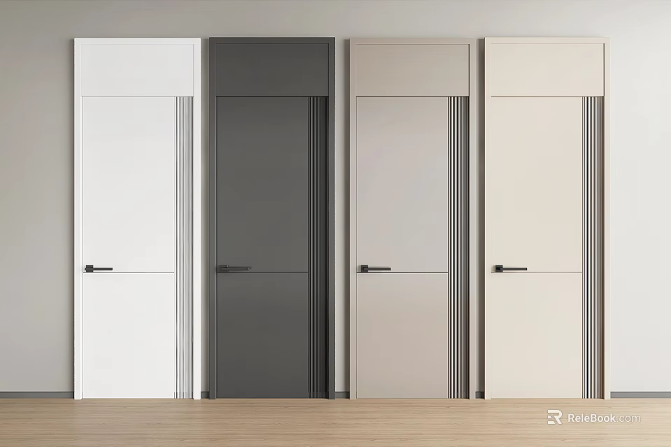 Modern Interior Swing Doors With White Dark Gray Light Gray Beige And Clean Design 3d model 
