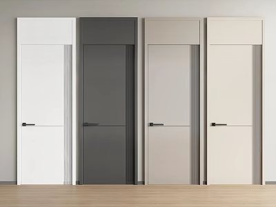 Modern Interior Swing Doors With White Dark Gray Light Gray Beige And Clean Design 3d model