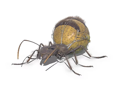 Yellow and Brown Ant With Bulbous Abdomen Detailed Legs and Natural Appearance 3d model