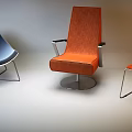 Modern Single Chair Collection Featuring Orange Blue Upholstery And Metal Frame Designs