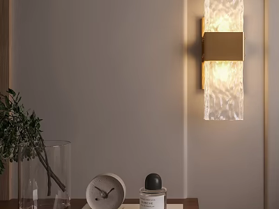 Elegant Modern Wall Lamp With Textured Glass Design And Golden Frame For Interior Decoration 3d model