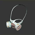 Weapon Themed Tactical Gas Mask With White And Gold Filter Canisters And Adjustable Strap Design