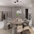 Modern Clothing Store Interior With Display Racks Hanging Clothes And Decorative Elements 3d model