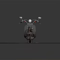 Gray Vintage Scooter Displayed On Circular Black Carpet Platform With Classic Details