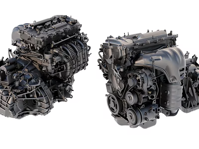 Detailed 3D Model of Engine Showcasing Mechanical Structure and Key Components 3d model
