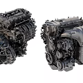 Detailed 3D Model of Engine Showcasing Mechanical Structure and Key Components