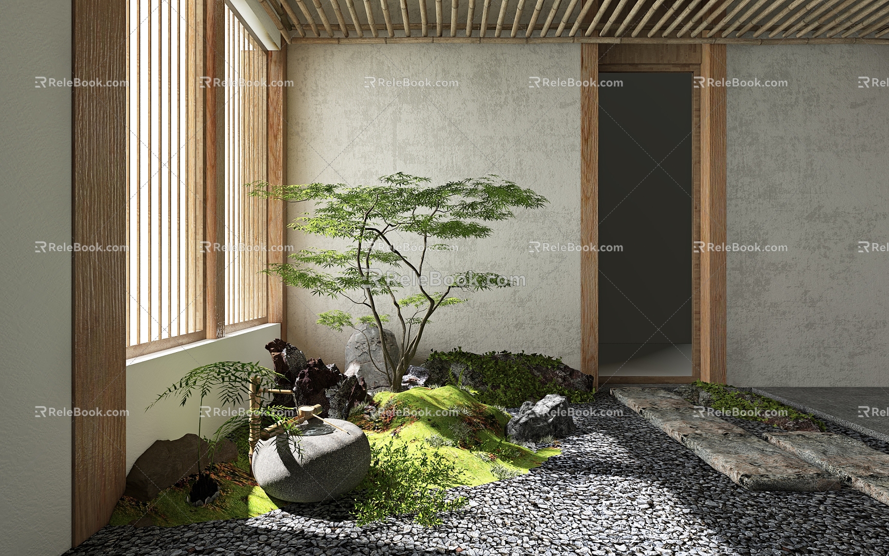 New Chinese Homestay Landscape Courtyard Landscape 3d model