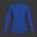 Blue Long Sleeve Knitted Top With Round Neck Casual Stylish Design