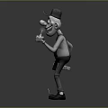 Cartoon Style 3D Model Game and Movie Character with Hat Overalls and Microphone Device
