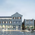 European Style Commercial Street With Outdoor Seating And Classic Architecture And Shop Fronts