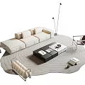 Italian Style Minimalist Sofa Coffee Table Combination Multi-person Sofa Sofa Combination Sofa Straight Row Sofa Combination Coffee Table Single Person Leisure Chair Sofa Stool Floor Lamp 3d model