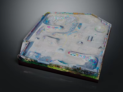 Colorful Square Model Display With Detailed Scene And Various Colored Sections 3d model