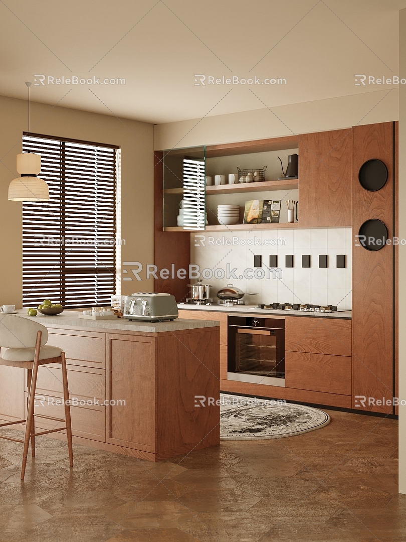 Middle style kitchen cabinet 3d model