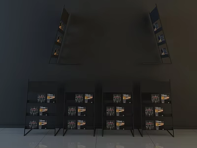 Modern Black Display Shelves With Multiple Tiers For Product Display In Retail Store 3d model