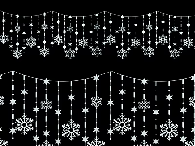 Christmas Decorative String Lights with Snowflakes and Stars Design for Holiday 3d model