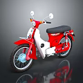 Red And White Retro Motorcycle With Black Seat Side Mirrors And Reflective Surface