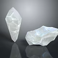 White Transparent Irregular Shaped Stones On Black Surface With Reflection 3d model