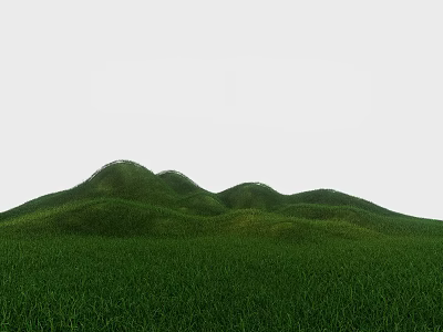 Garden Landscape With Rolling Green Hills And Lush Grass Under White Sky 3d model