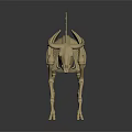 Animal Skeleton Model Featuring Horned Skull And Detailed Bone Structure