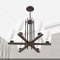 Modern Black Metal Chandelier with White Glass Shades in Contemporary Interior Design
