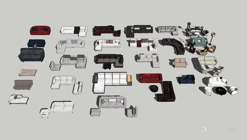 Modern Sofa Coffee Table Set With Multiple Styles And Different Color Designs 3d model