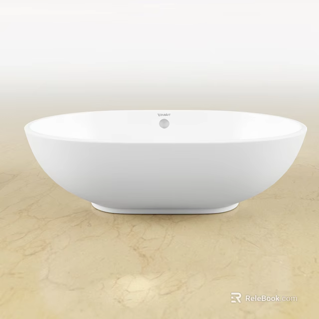 Villeroy White Oval Shaped Wash Basin On Light Marble Countertop With Modern Sleek Design 3d model 