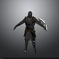 Man In Detailed Medieval Knight Armor With Metallic Shield Standing Pose 3d model