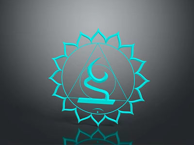 Turquoise Lighting Combination With Lotus Shaped Outer Ring Triangle And Spiral Pattern Reflection 3d model