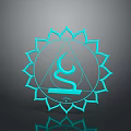 Turquoise Lighting Combination With Lotus Shaped Outer Ring Triangle And Spiral Pattern Reflection