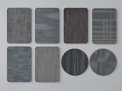 Round Area Rugs in Gray Tones with Striped and Patterned Designs for Home Decor 3d model