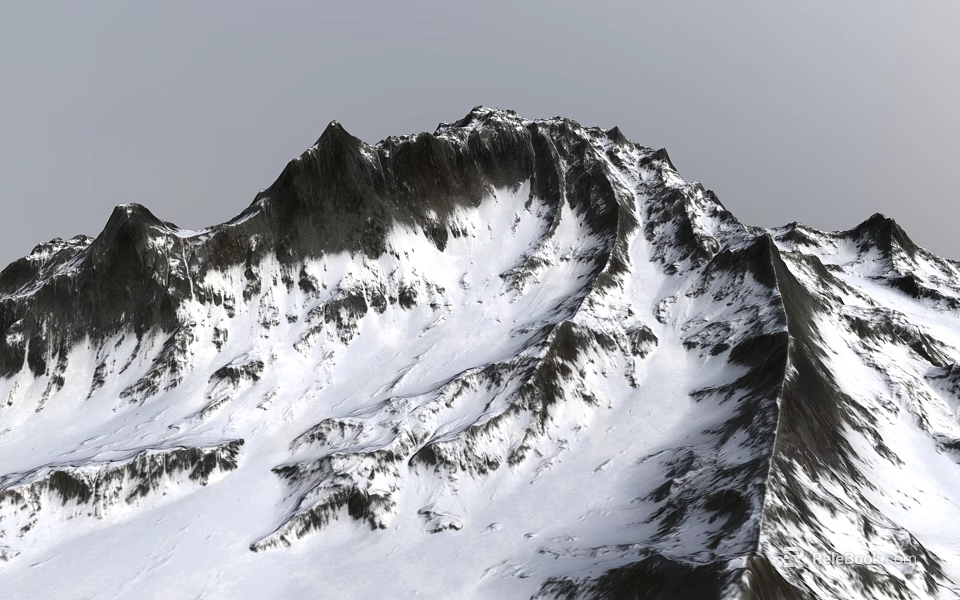 Majestic Snowy Mountain Landscape With Scenic Peaks And Snow Covered Slopes 3d model 