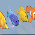 Colorful Plastic Aquatic Animal Fish Toys With Orange Blue Yellow And Clownfish Features
