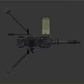 Military Machine Gun With Tripod Stand Optical Sight And Ammunition Box