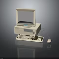 Vintage Electronic Computer Appliances Setup Including Monitor Tower Keyboard and Mouse