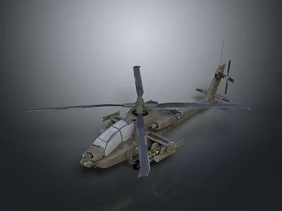 Detailed Military Camouflage Helicopter With Rotors And Weapon Systems 3d model