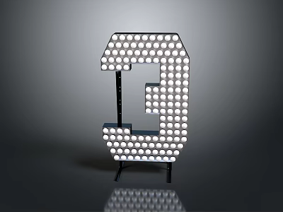 Modern Decorative Furniture Number 3 Design With LED Lights And Black Stand 3d model