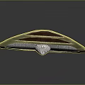 Oval Shaped Decorative Ornament With Gold Brown Stripes And Intricate Central Design