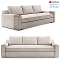 Modern Light Beige Fabric Two Seater Sofa With Sleek Armrests And Backrests 3d model