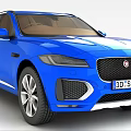 Technology Exhibition Hall Showcasing Blue Jaguar SUV 3D Model Display Details