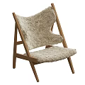 Modern Comfortable Accent Chair with Sleek Wooden Frame and Plush Light Beige Cushion Backrest