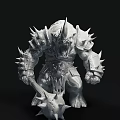 Mythical Horned Muscular Creature Warrior With Spiked Armor And Club Weapon
