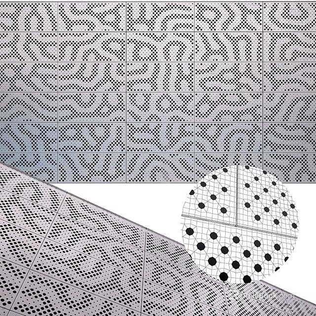 Perforated Architectural Components With Intricate Geometric Patterns And Modern Decorative Design 3d model 