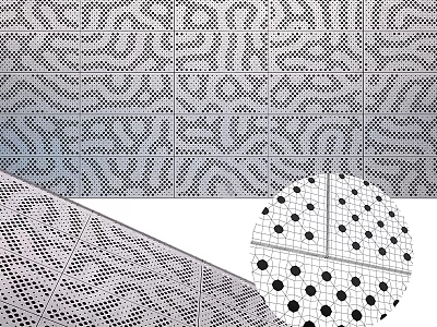 Perforated Architectural Components With Intricate Geometric Patterns And Modern Decorative Design 3d model