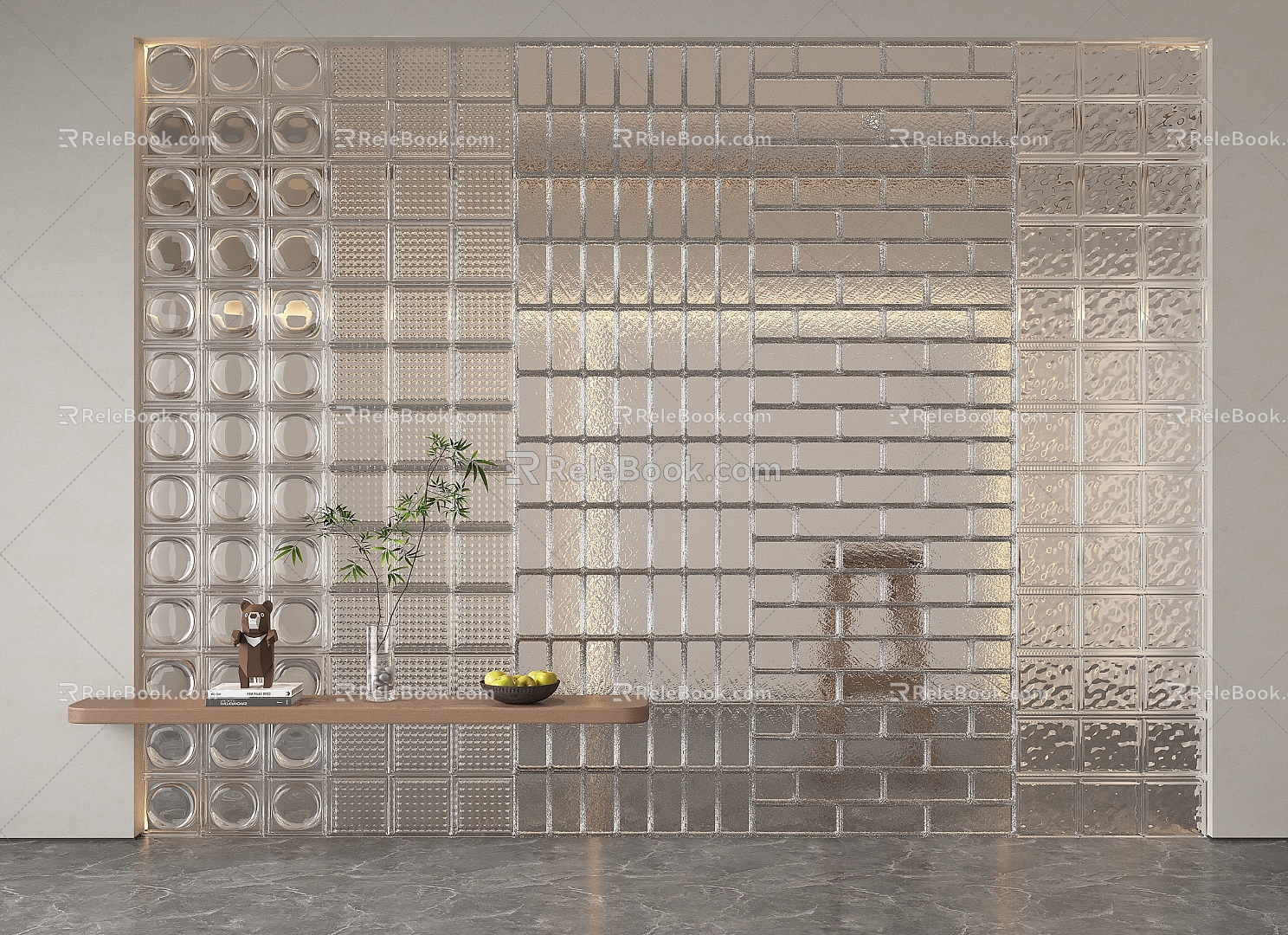 Modern glass brick glass brick partition 3d model