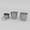 Durable Silver Metal Buckets with Handles in Various Sizes for Home Use