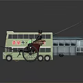 Vintage Double Decker Bus And Rickshaw Display With Man In Top Hat Seated On Rickshaw