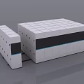 Modern Modular Laboratory Structure With White Panels And Black Stripe Design 3d model